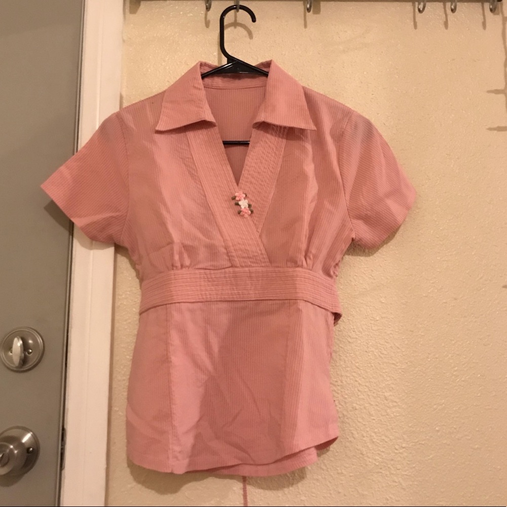 Cute pink and white striped top!